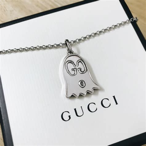 gucci ghost necklace heart|gucci ghost necklace on neck.